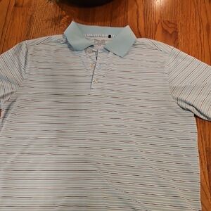 Light Blue Striped Men's Polo Shirt